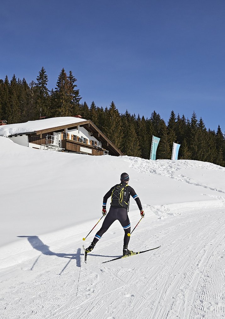 Cross-country skiing at the Traunsteiner hut