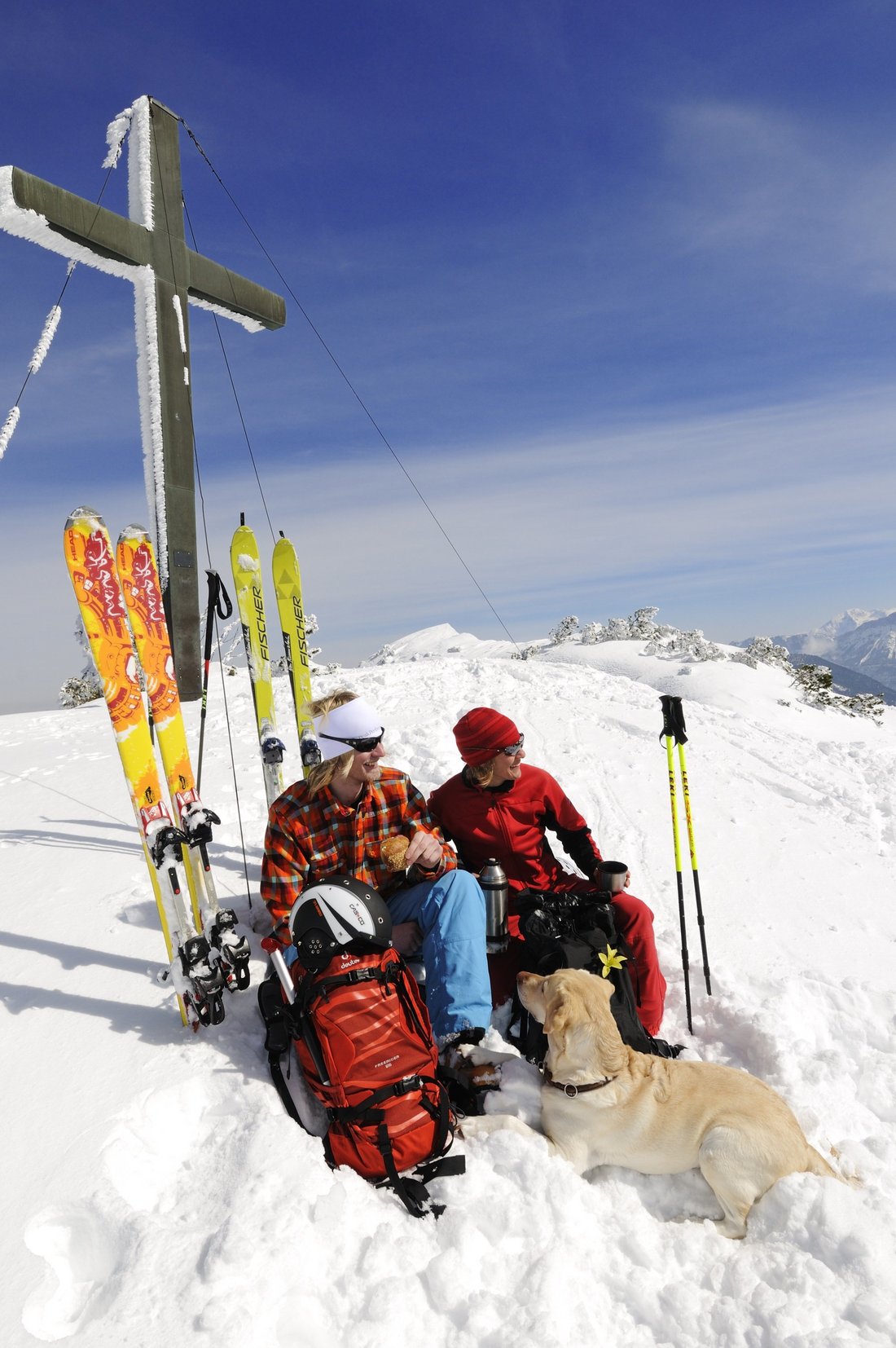 Ski tour and happiness on the summit