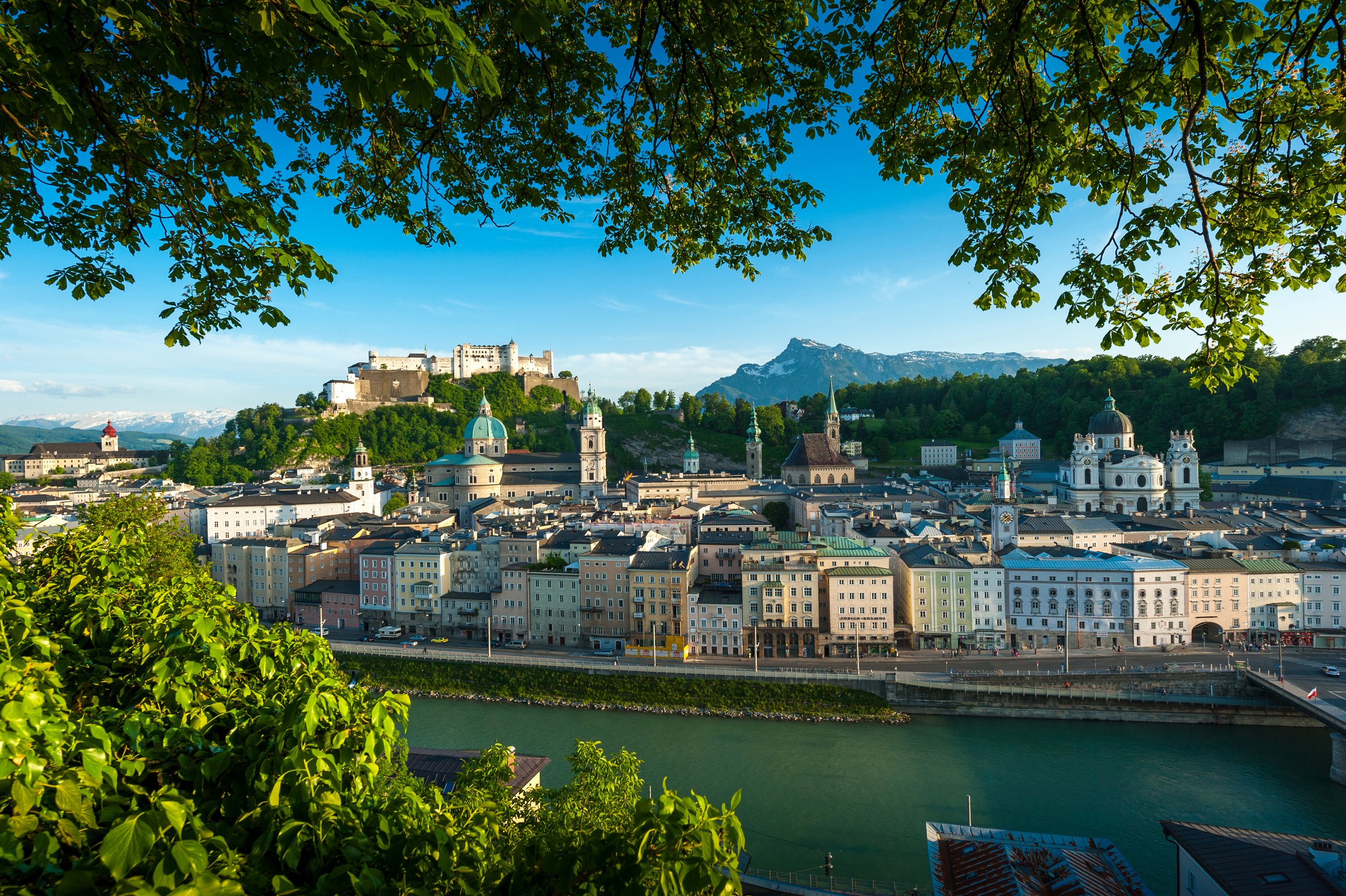 Salzburg's old town in summer from the Kapuzinerberg