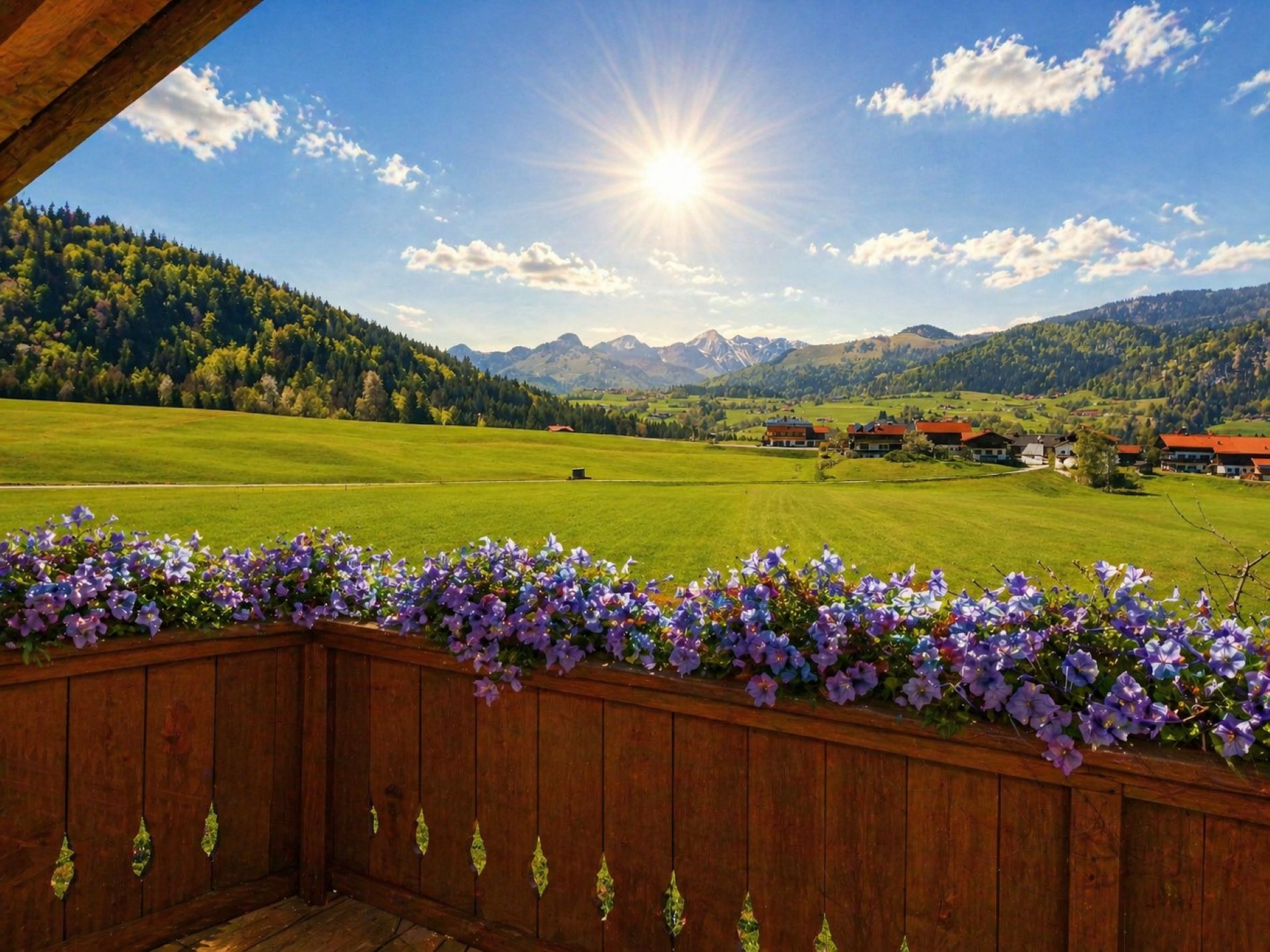 Traumhafter Ausblick von den Ferienwohnungen im "Gästehaus Schönfeld"...