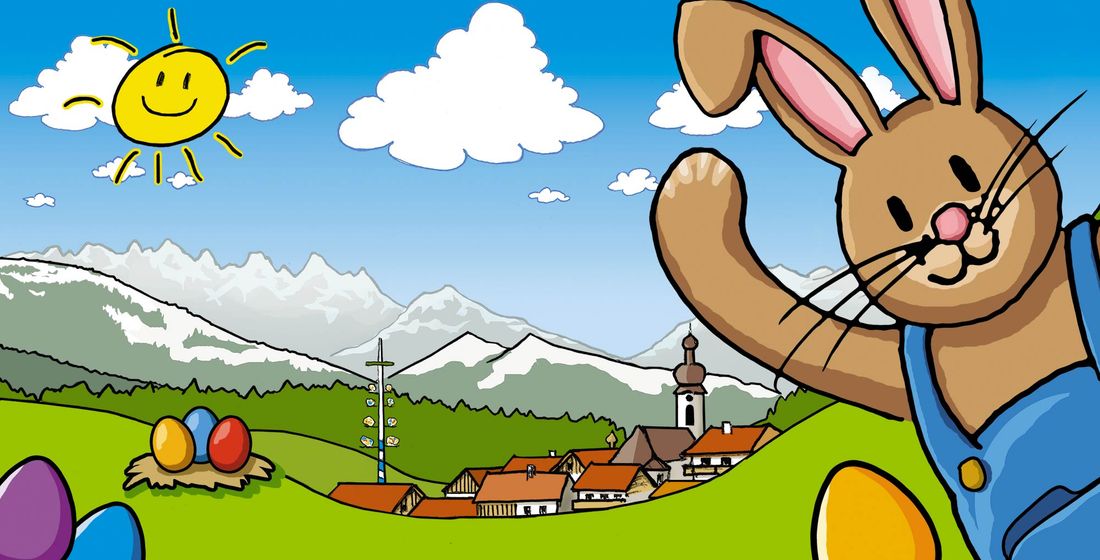 Osterhase im Dorf zu sehen