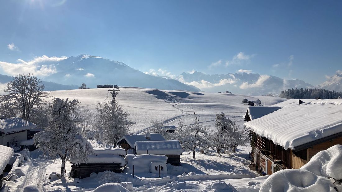 Blick zur Loipe und Schlittenberg