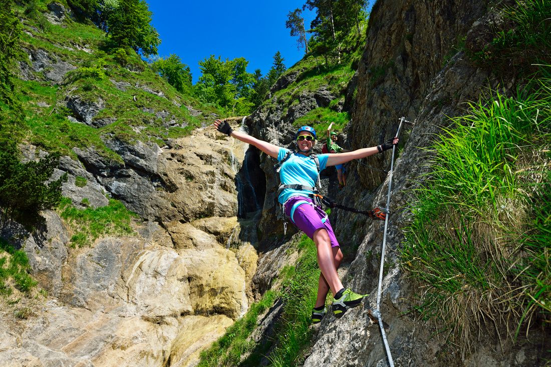 Glücksgefühle im Hausbachfall Klettersteig