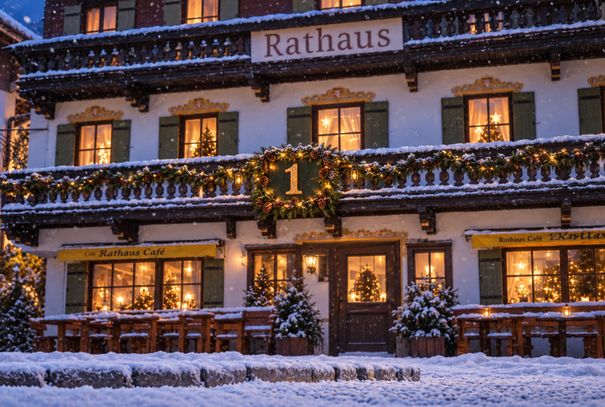 Verschneites Rathaus